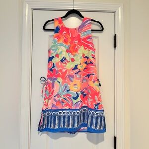 Lilly Pulitzer Donna Shift Romper Dress Sleeveless Pink Blue